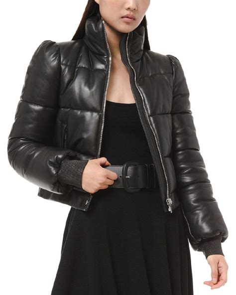 century 21 michael kors leather jacket|Michael Kors puffer jacket.